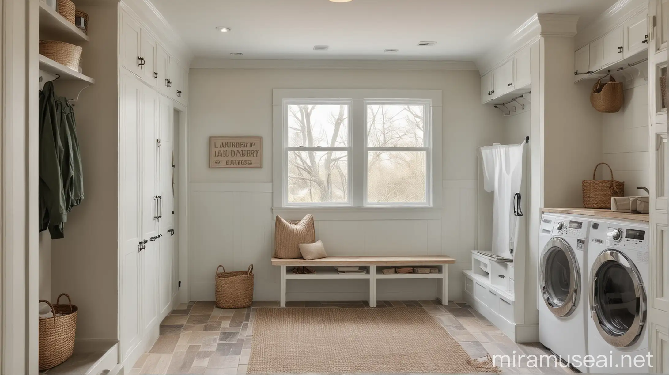 A mudroom combined with a laundry room for added convenience.