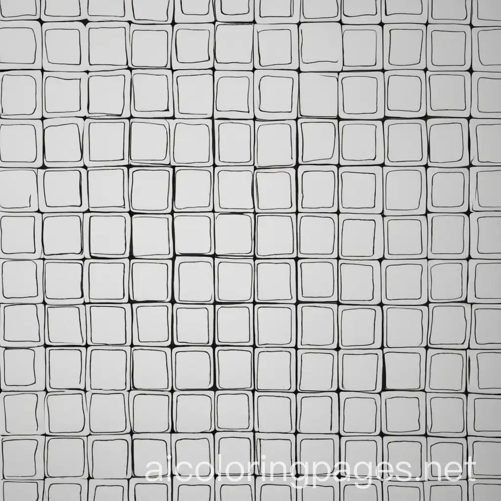 Squares, Coloring Page, black and white, line art, white background, Simplicity, Ample White Space