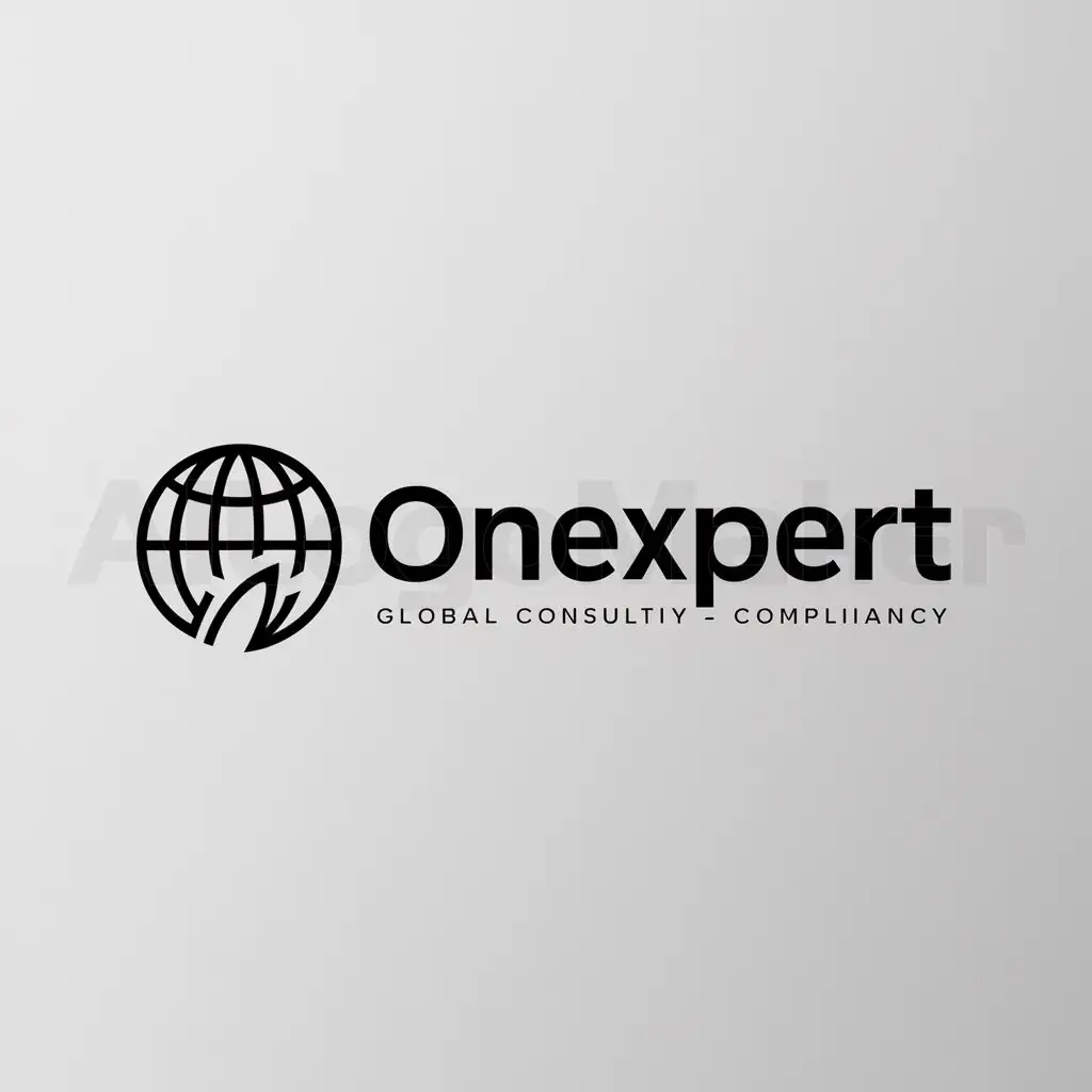 a logo design,with the text "onexprt", main symbol:globle consultany , compliance and startup assitance,Minimalistic,clear background