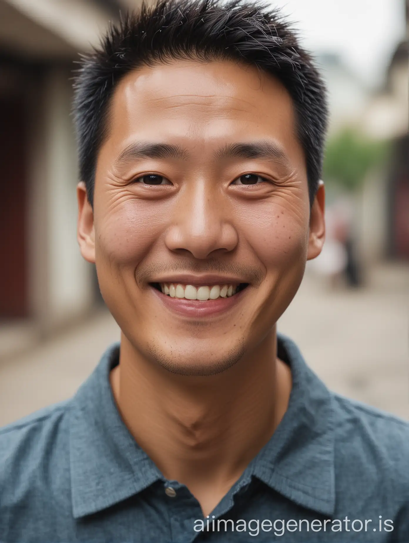 A happy Chinese man looking directly at the camera