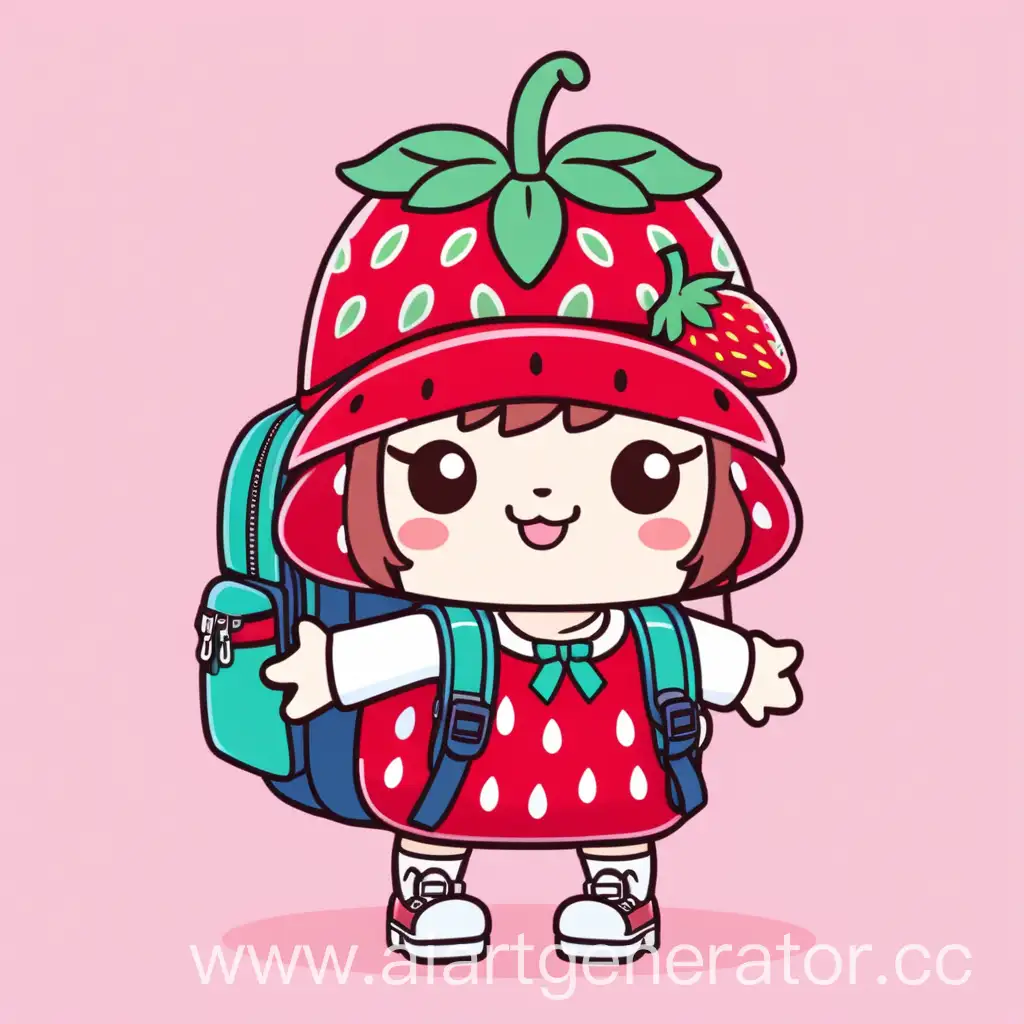 kawaii strawberry hat and backpack concept