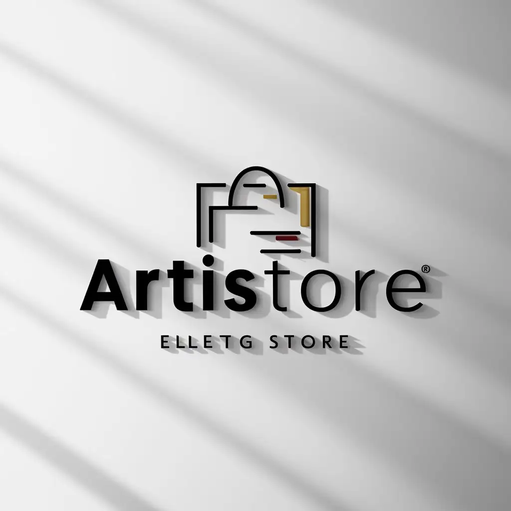 a logo design,with the text "Artistore", main symbol:Canvas and a shopping bag,Minimalistic,clear background