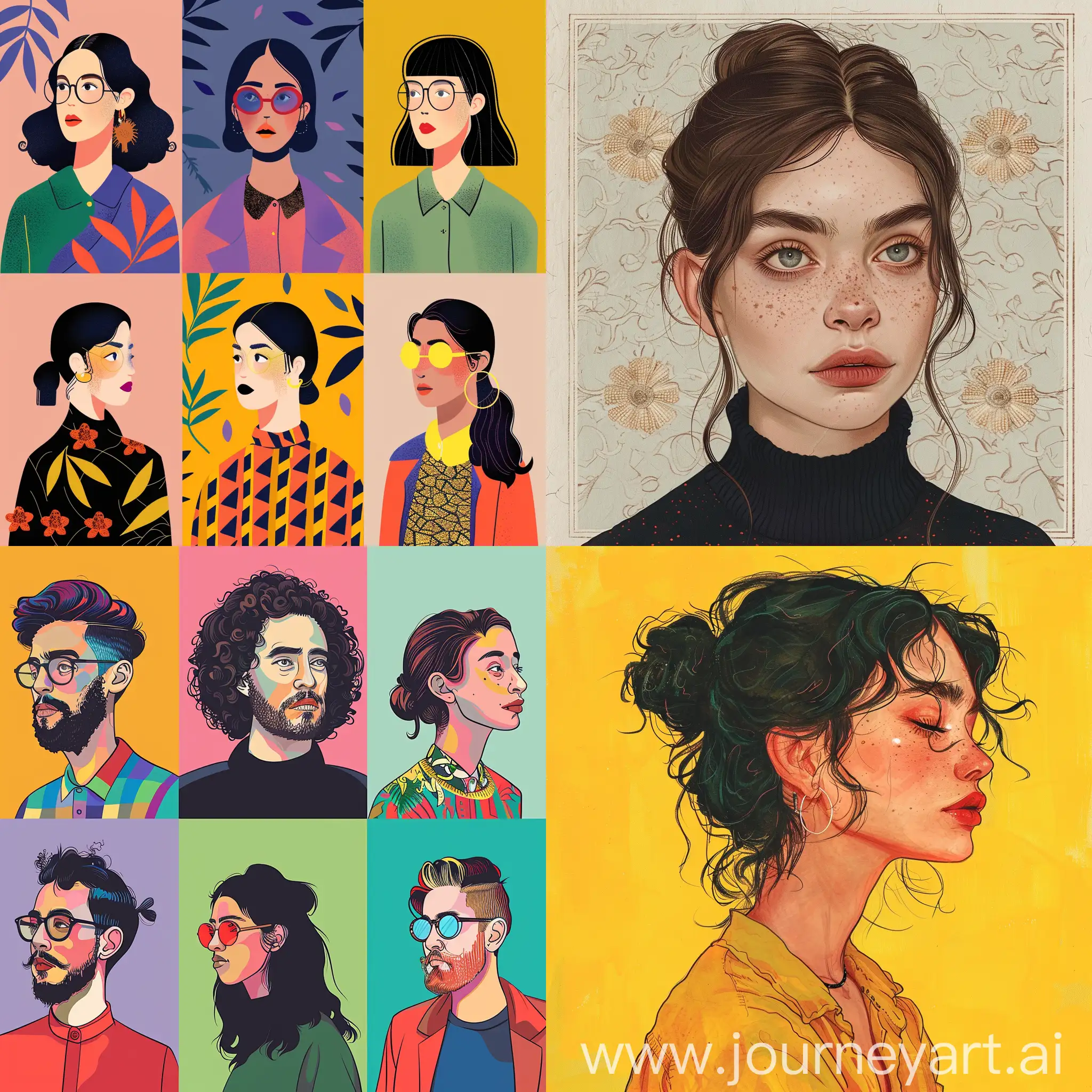 6 portraits illustrations 