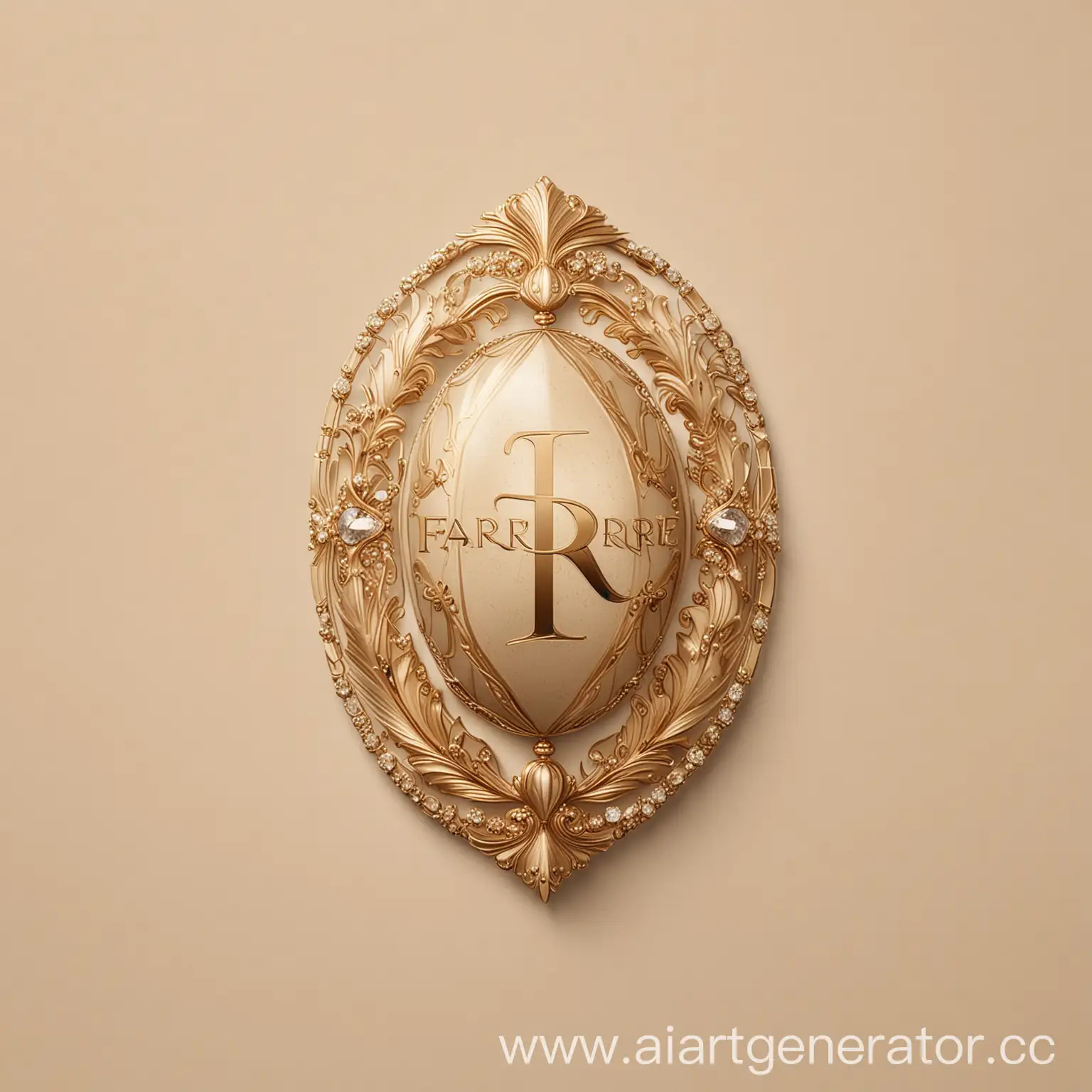 Luxurious-Minimalistic-Faberge-Logo-in-BeigeGold-Tones