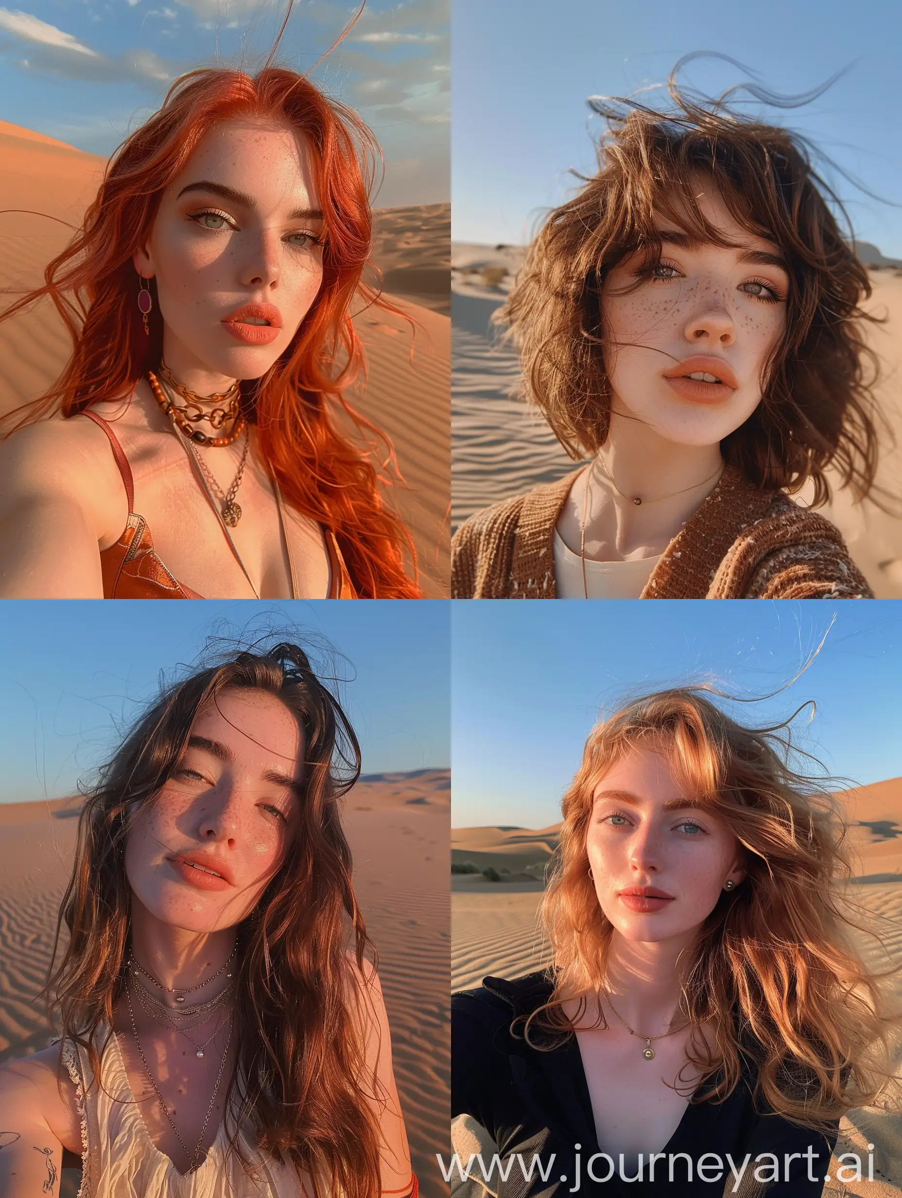 Aesthetic instagram selfie of Lilith from boderlands, desert background, realistic lighting and detail