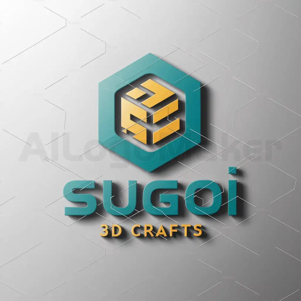 a logo design,with the text "Sugoi 3D Crafts", main symbol:hexagon with a cube inside with the shape of SC,Moderate,be used in Others industry,clear background