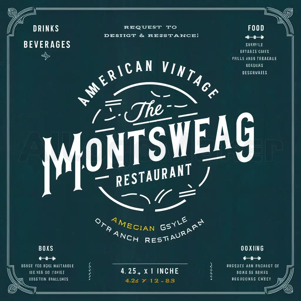 a logo design,with the text "The Montsweag Restaurant MENU DESIGN", main symbol:WE ARE HOPING TO HAVE ASSISTANCE WITH DESIGNING OUR MENU FOR AN AMERICAN STYLE VINTAGE RESTAURANT WITH MODERN TOUCHES.. SIMPLE IS BETTER, ATTACHED IS A COPY OF A LOCAL PRINT SHOP THAT TYPE SETT IT. WE FEEL IT IS NOT READABLE AND WE ALSO WOULD LIKE TO SPECIFICALLY FOCUS ON STRATEGIC DISH PLACEMENTS.. KEEPING IT EASILY READ WITH FONTS LARGER THEN IS PRESENTED. we are not apposed to boxing this off and again hight lighting or boxing in or re naming the head lines ! So sorry but we are looking for designs asap. I've attached the menus and a logo for you all. Thank you we want to make a decision fast as possible... OF NOTE: *. These are two different menus.. the drinks and beverage menus will be placed in menu jackets. 4.25 x 11 inches so they will be two of them and the food menu needs to be like it is our Larger Also. The Blackened Haddock Taco needs to be priced at 17 and please add Fresh Avocado Salad to that dish Pepperoni Flatbread should not say Peporini Lovers,Moderate,be used in Restaurant industry,clear background