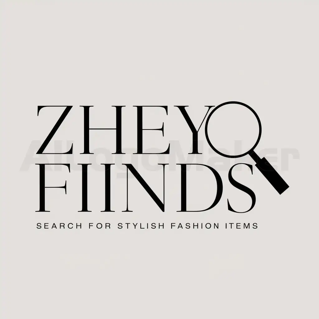a logo design,with the text "Zheyy Finds", main symbol:Magnifying Glass,Minimalistic,be used in fashion industry,clear background