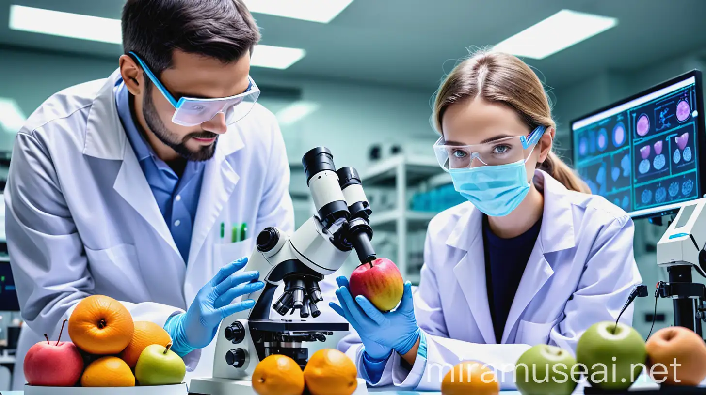 Male and Female Fruit Laboratory Scientists Using AI Tools