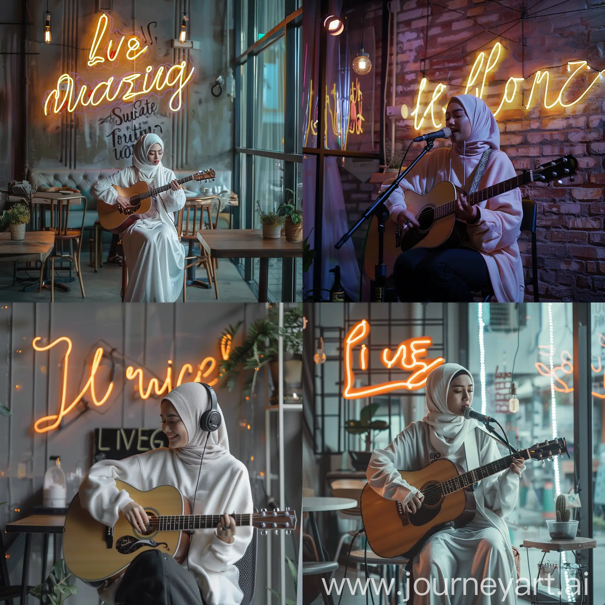 Young-Indonesian-Woman-Performing-Acoustic-Music-in-Coffee-Shop