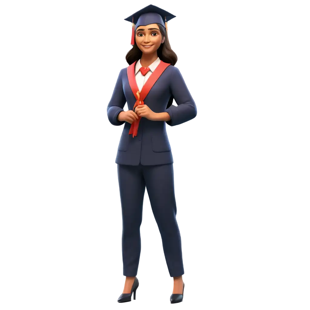 A indian smart female graduate with ribbon, 3d render