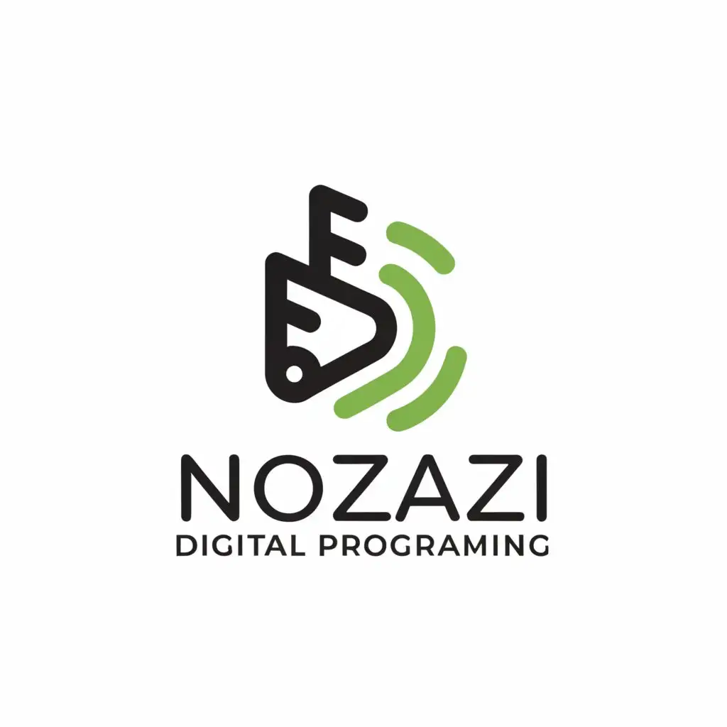 a logo design, with the text 'Nozazi Digital Programing', main symbol: bash programing, Moderate, be used in Technology industry, clear background