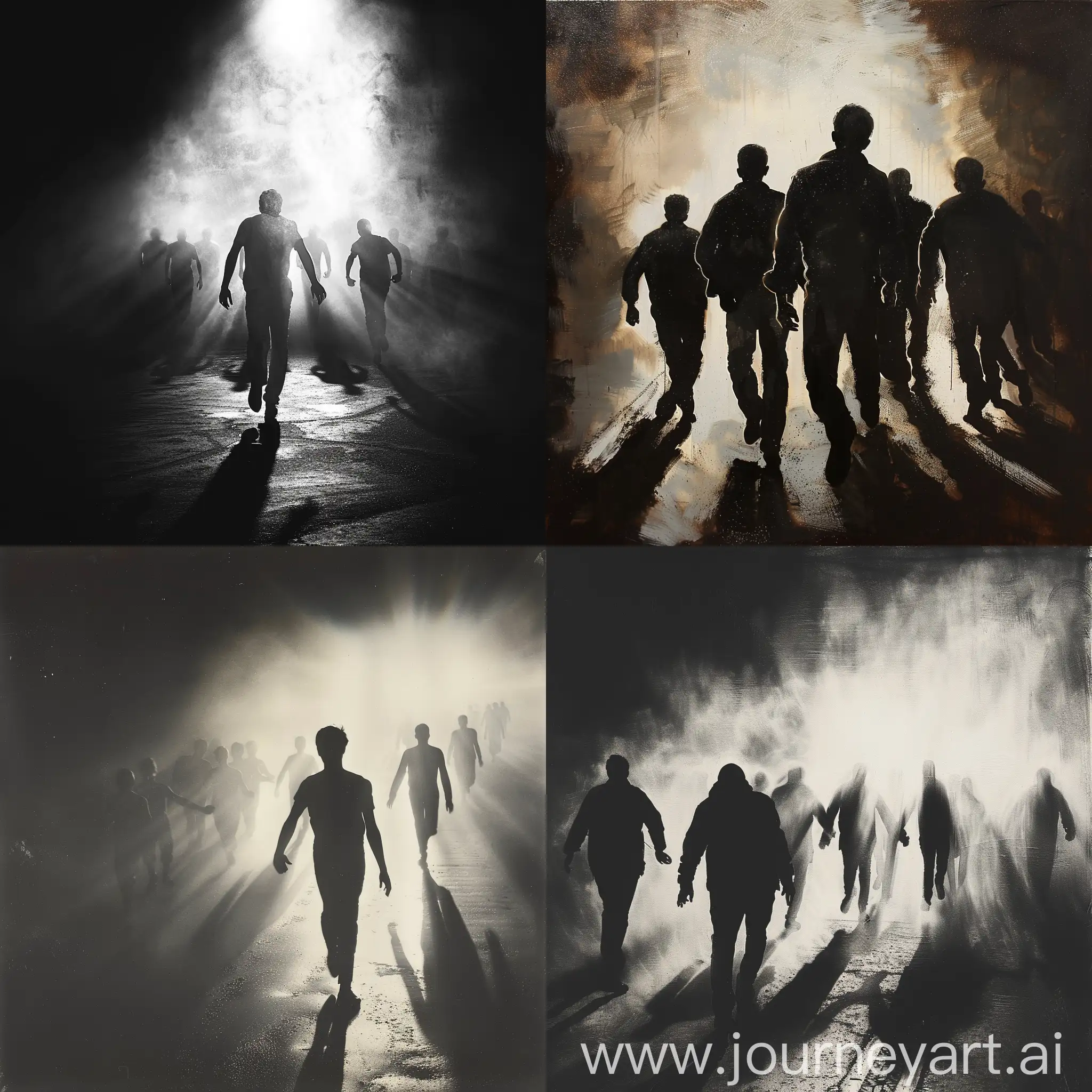 Men-Running-Towards-Darkness-from-Intense-Light