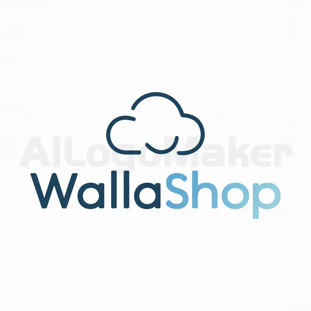 a logo design,with the text "WallaShop", main symbol:Una nube pequeña,Moderate,clear background