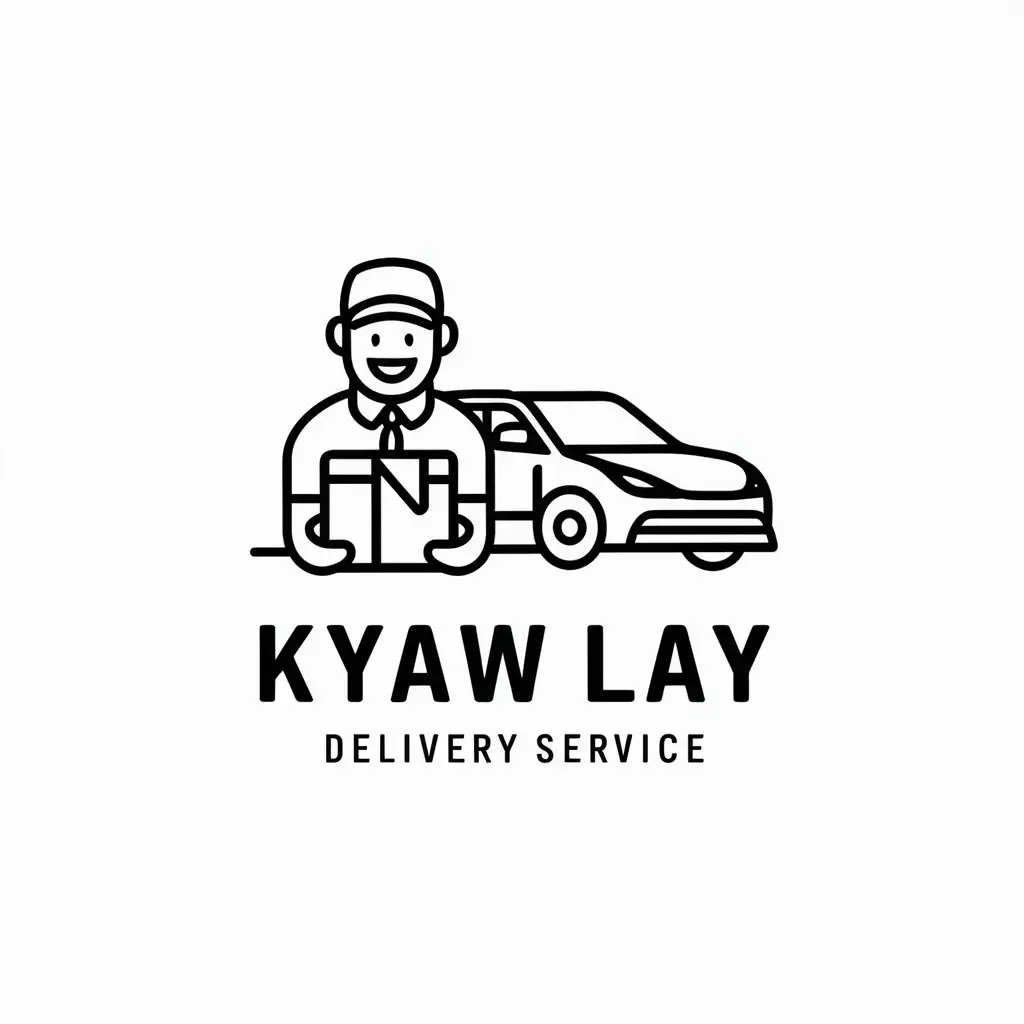 a logo design,with the text "Kyaw lay Delivery Service", main symbol:delivery man,car,Minimalistic,clear background