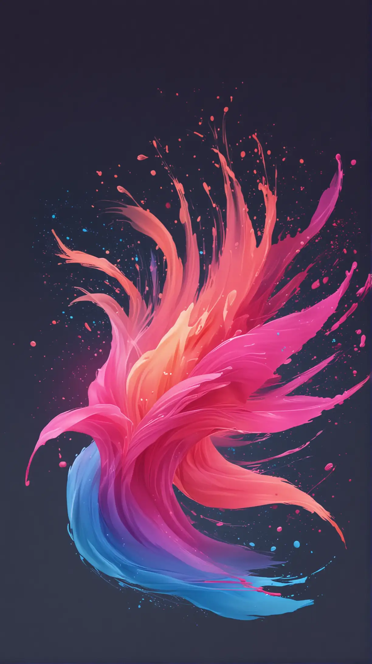 Vibrant Fuchsia Pink and Orange Blue Gradient Vector Paint in a Wind Blown Watercolor Trend