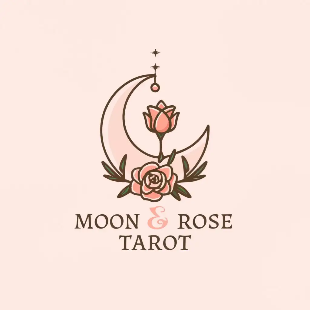 a logo design,with the text "Moon and Rose Tarot", main symbol:Crescent moon,Moderate,be used in Beauty Spa industry,clear background