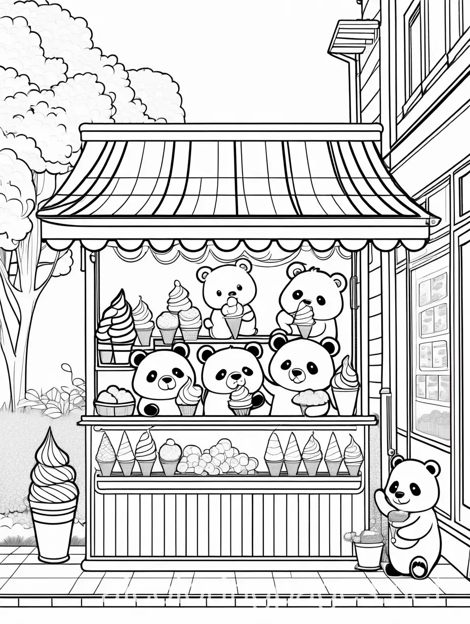 Bears-and-Pandas-Enjoying-Ice-Cream-at-an-Ice-Cream-Stand