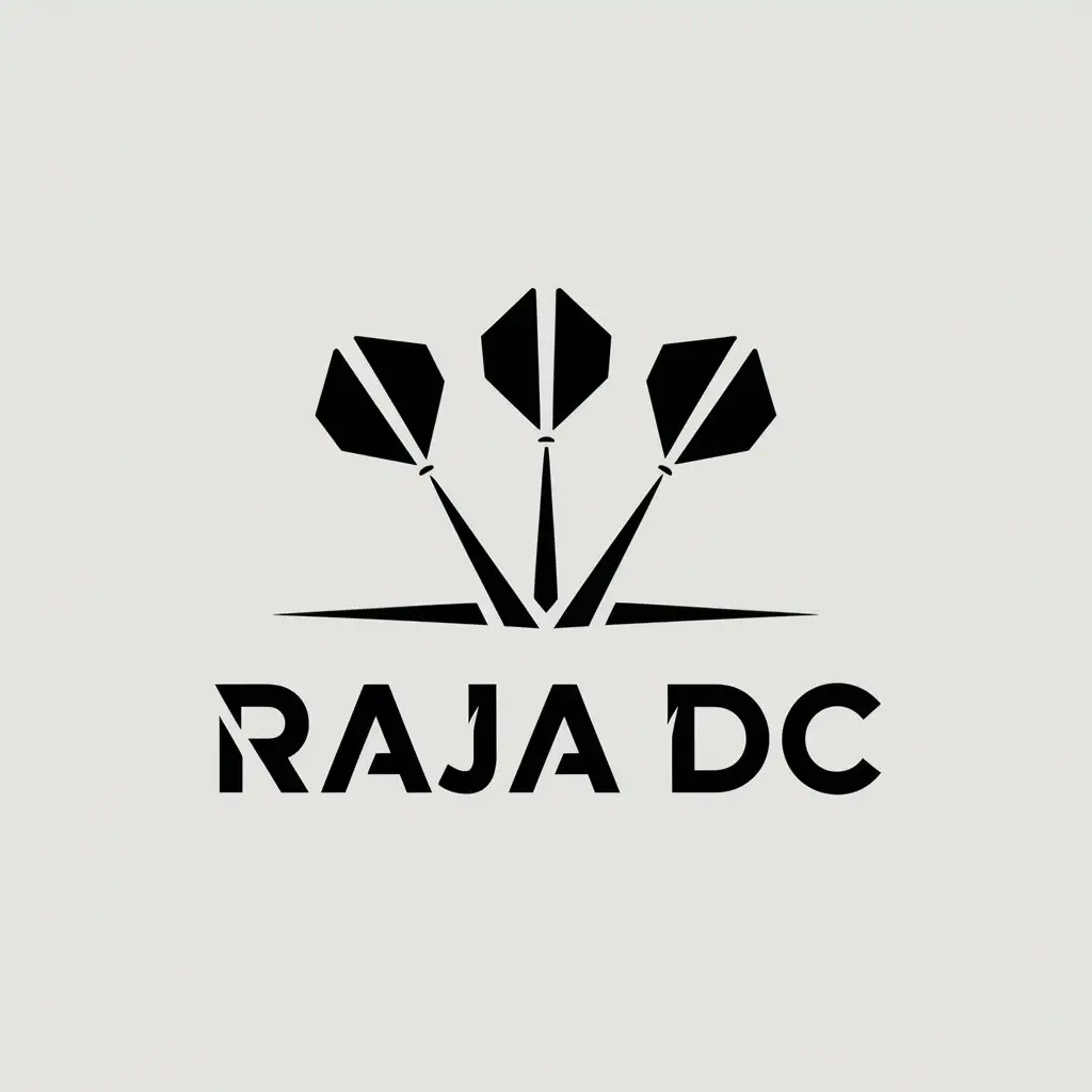 a logo design,with the text "Raja DC", main symbol:Darts,Moderate,clear background