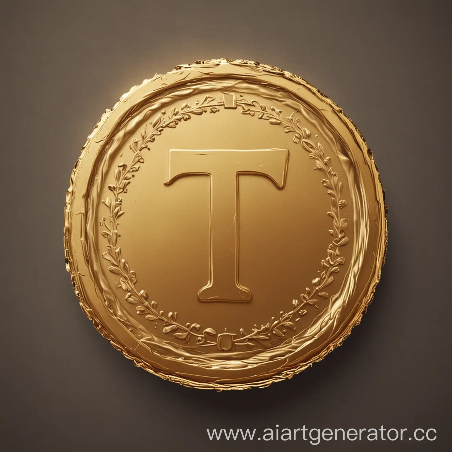 Golden-Coin-with-Letter-T-Shiny-Metallic-Currency-with-Engraved-T-Symbol