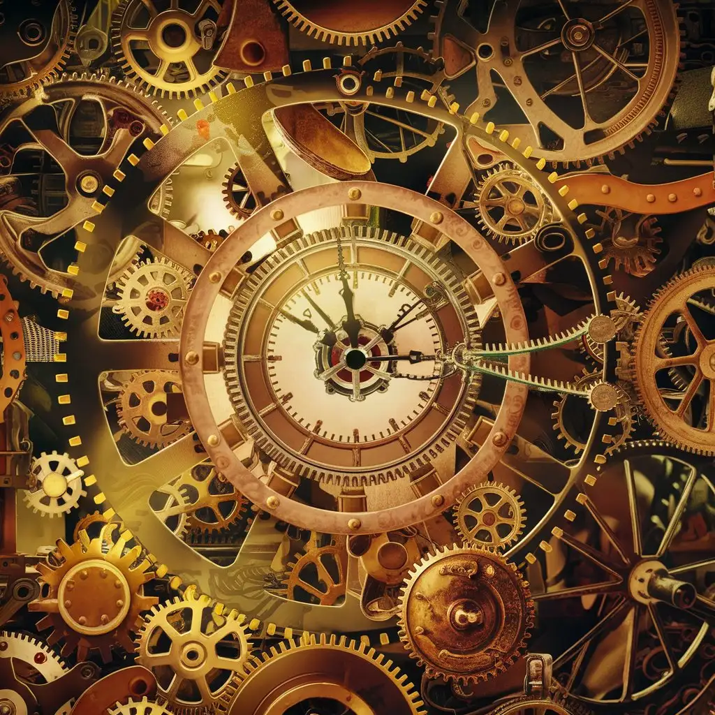 Mechanical Gears and Cogs Assembly in Steampunk Style
