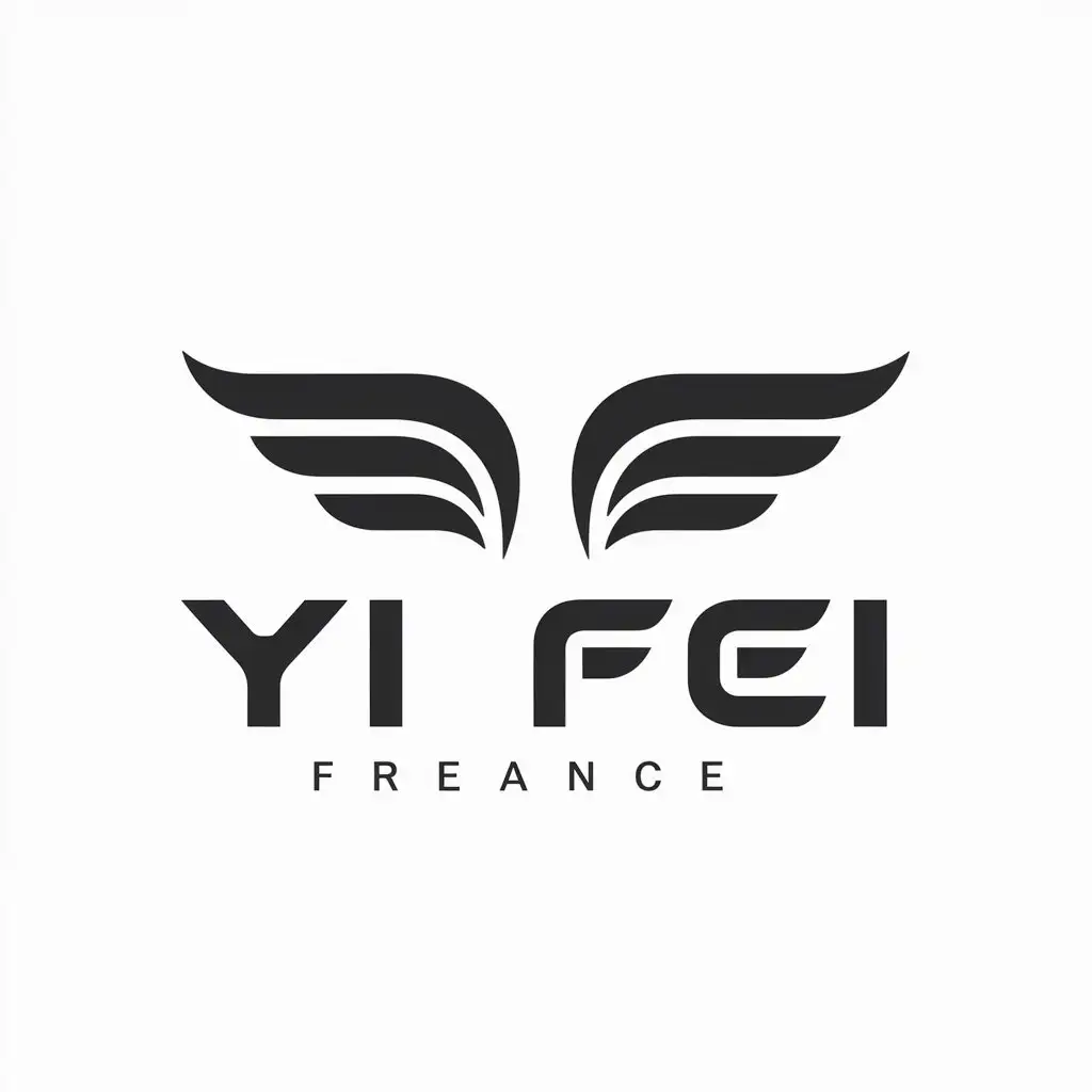 a logo design,with the text "Yi Fei", main symbol: Wings, make fly,Moderate,be used in Finance industry,clear background