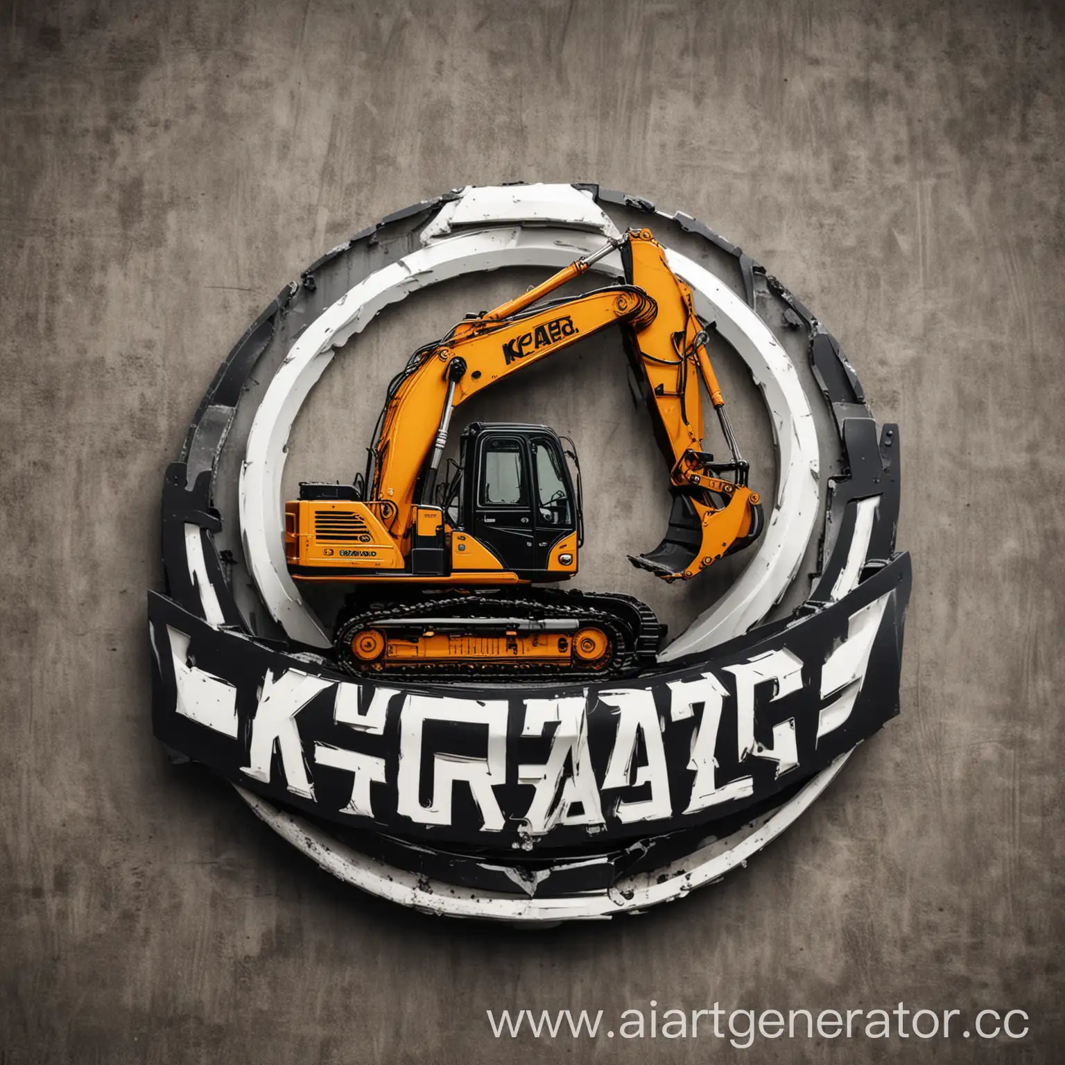 логотип для компании KF Garage, экскаватор, вывеска
