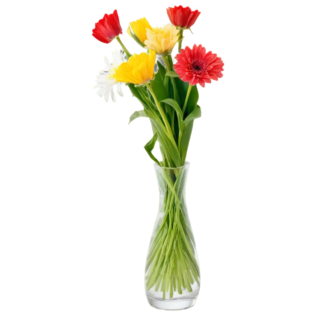 Exquisite-PNG-Rendering-Bouquet-of-Random-Flowers-in-a-Clean-Glass-Vase