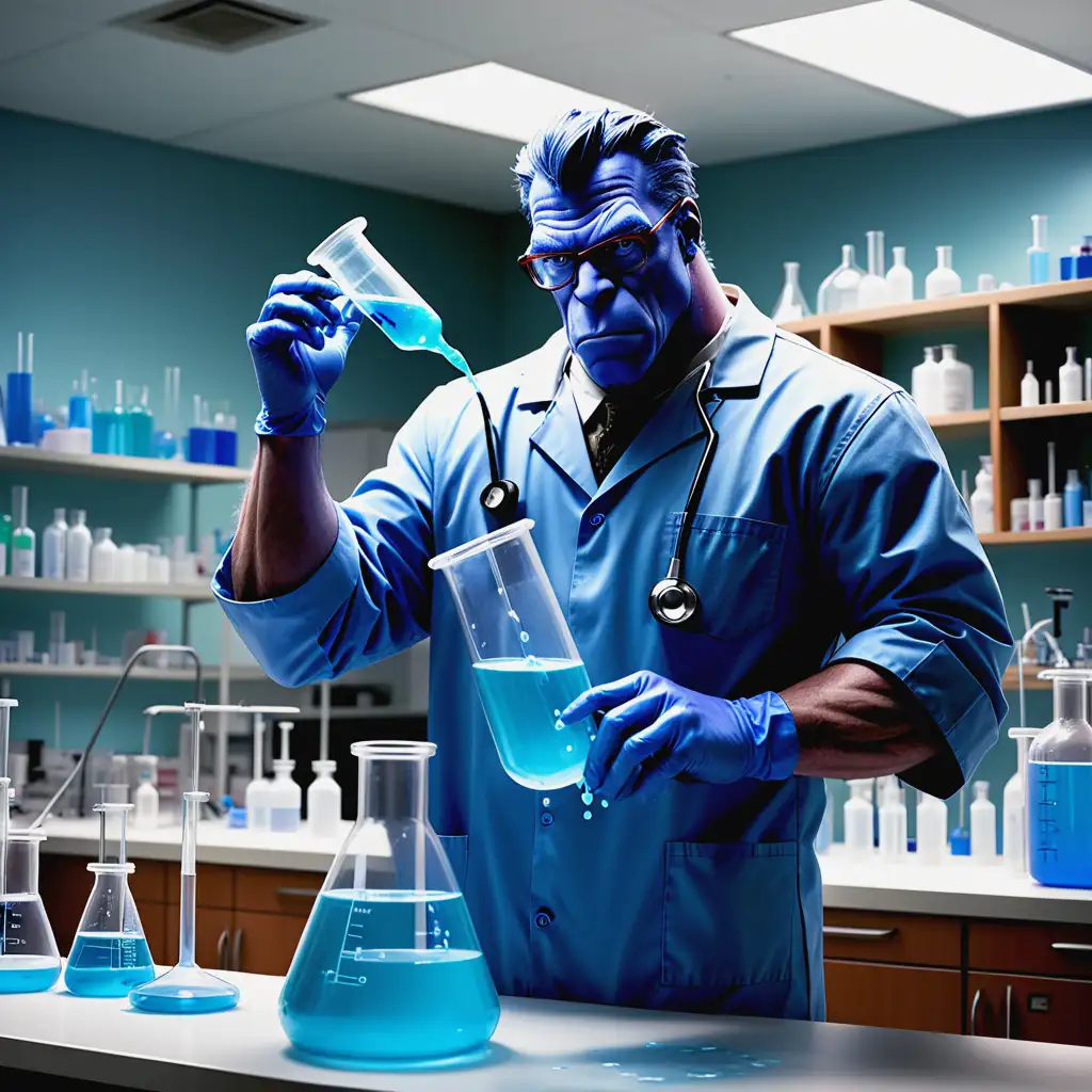 Beast in Chemistry Lab Dripping Blue Chemical