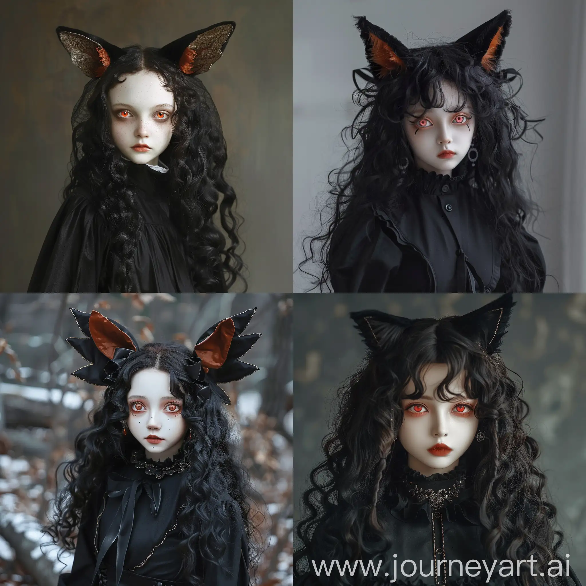 Elegant-FoxLike-Girl-with-Red-Eyes-and-Curly-Black-Hair-in-Black-Costume