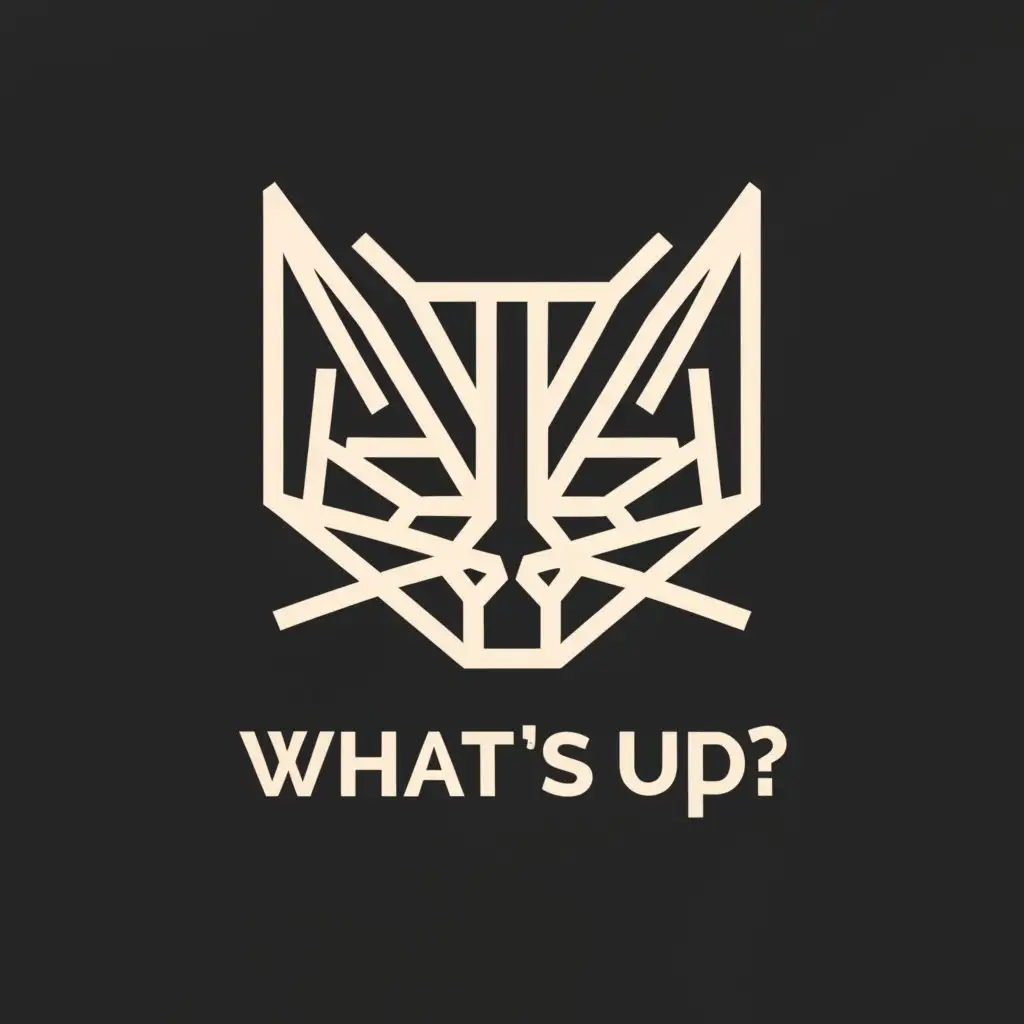LOGO-Design-For-Whats-Up-Minimalistic-Cat-Face-in-Straight-Lines