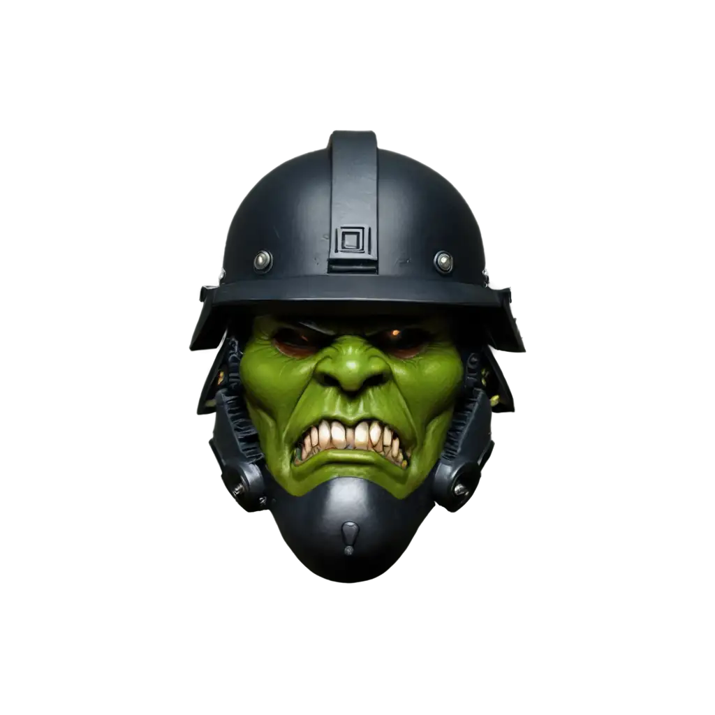 Warhammer 40k Ork swat officer black uniform head shot