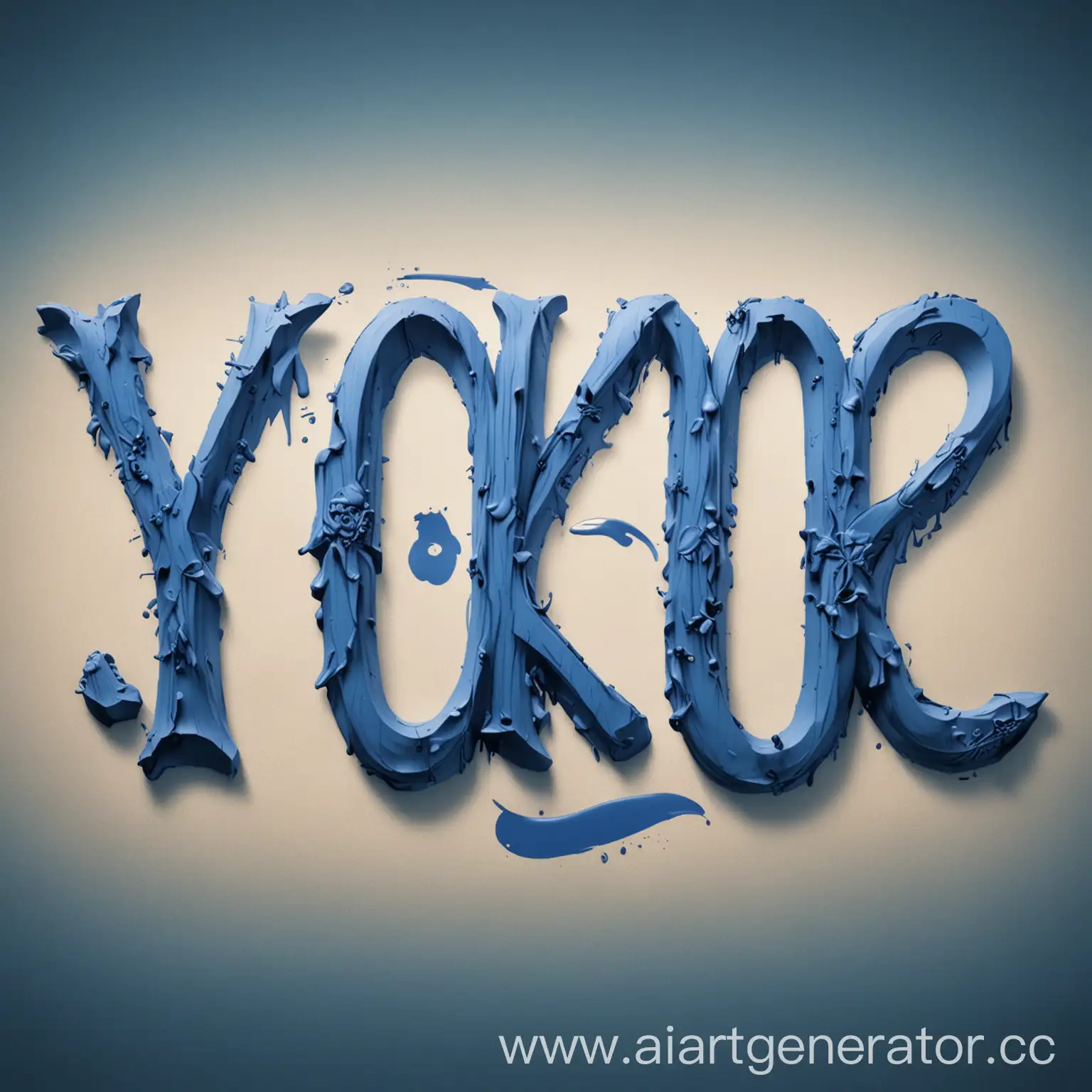 сделай большую надпись  на английском yoko в голубом цвете  