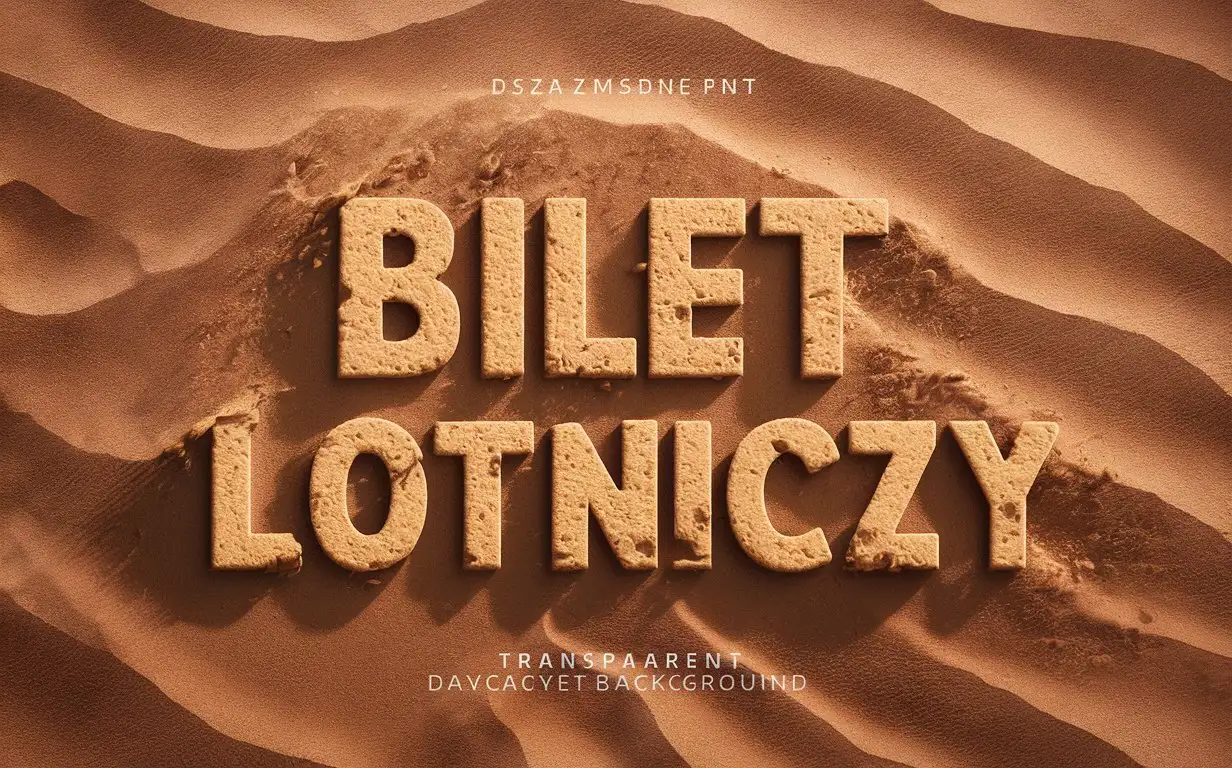 inscription in desert style with transparent background: Bilet lotniczy