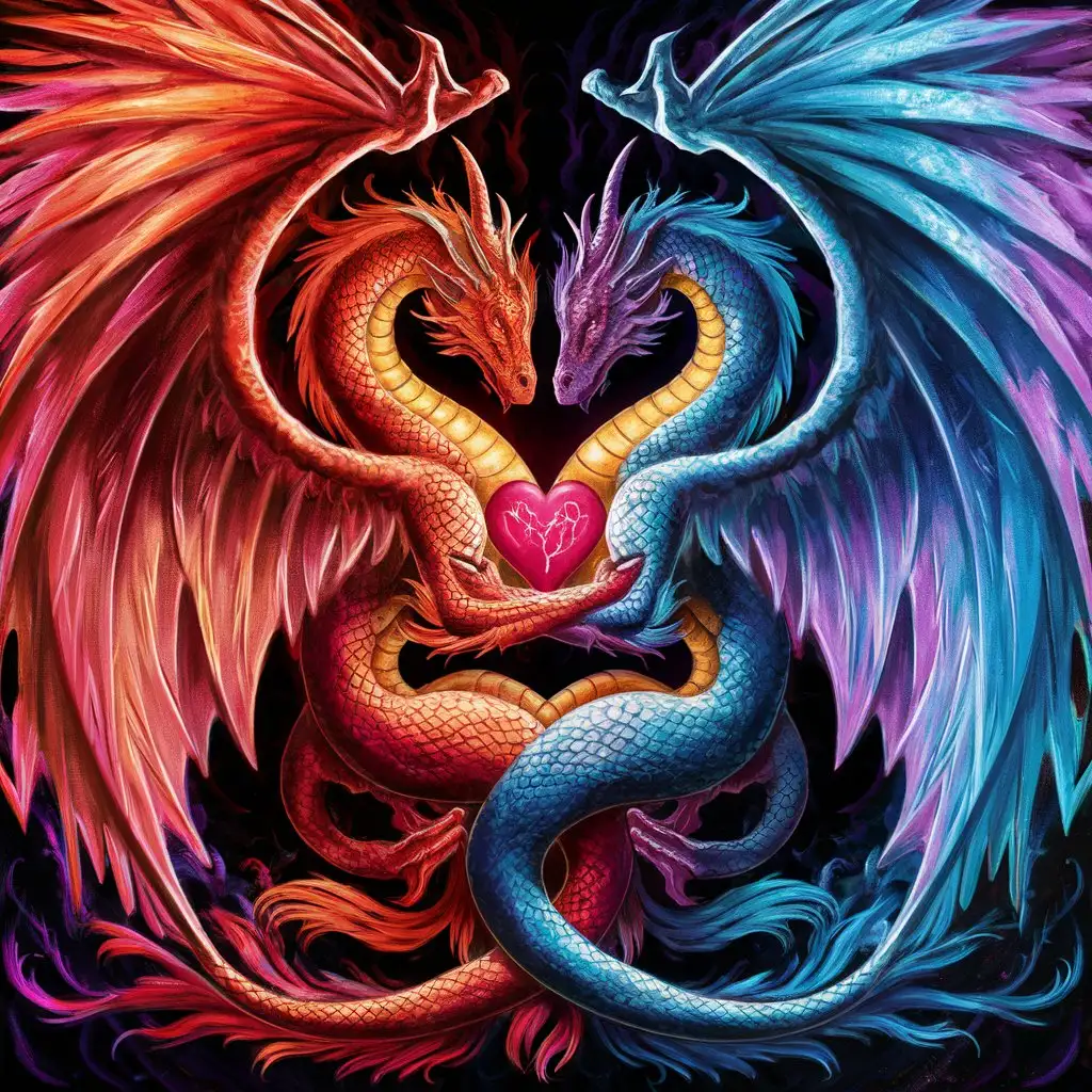 Dragon Hearts, bright vivid colors