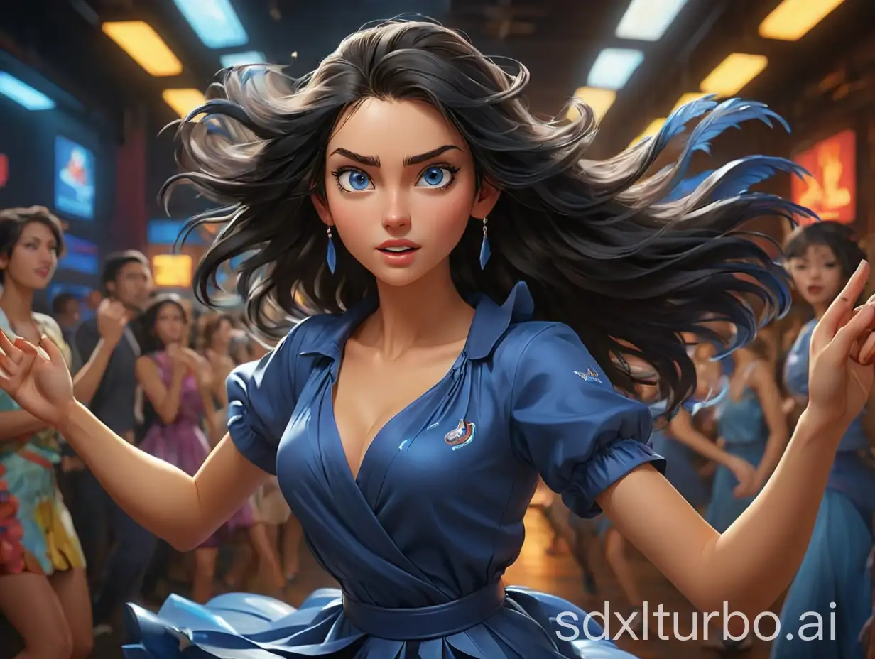 An amazing dynamic 3D photorealistic cartoon of a 21 year old Caucasian woman dancing at a vibrant club, she has long parted black hair and blue eyes, a Southern Cassowary is racing against her as they venture down the road, we see their determined faces in deep focus, gel lighting, complex, spectral rendering, inspired by Hiroaki Samura,  visually rich, Australia, stunning, 999 centillion resolution, 9999k, accurate color grading, sub-pixel detail, highest quality, Octane 10 render, seamless transitions, HDR, ray traced, bump mapping, depth of field, ARRI ALEXA Mini LF, ARRI Signature Prime 99999999999999999999999999999999999999999999999999999999999999999999999999999999999999999999999999999999999999999999999999999999999999999999999999999999999999999999999999999999999999999999999999999999999999999999999999999999999999999999999999999999999999999999999999999999999999999999999999999999999999999999999999999999999999999999999999999999999999mm, f/1.8-2L, ar 1:1, illustration, cinematic, 3d render, painting, anime