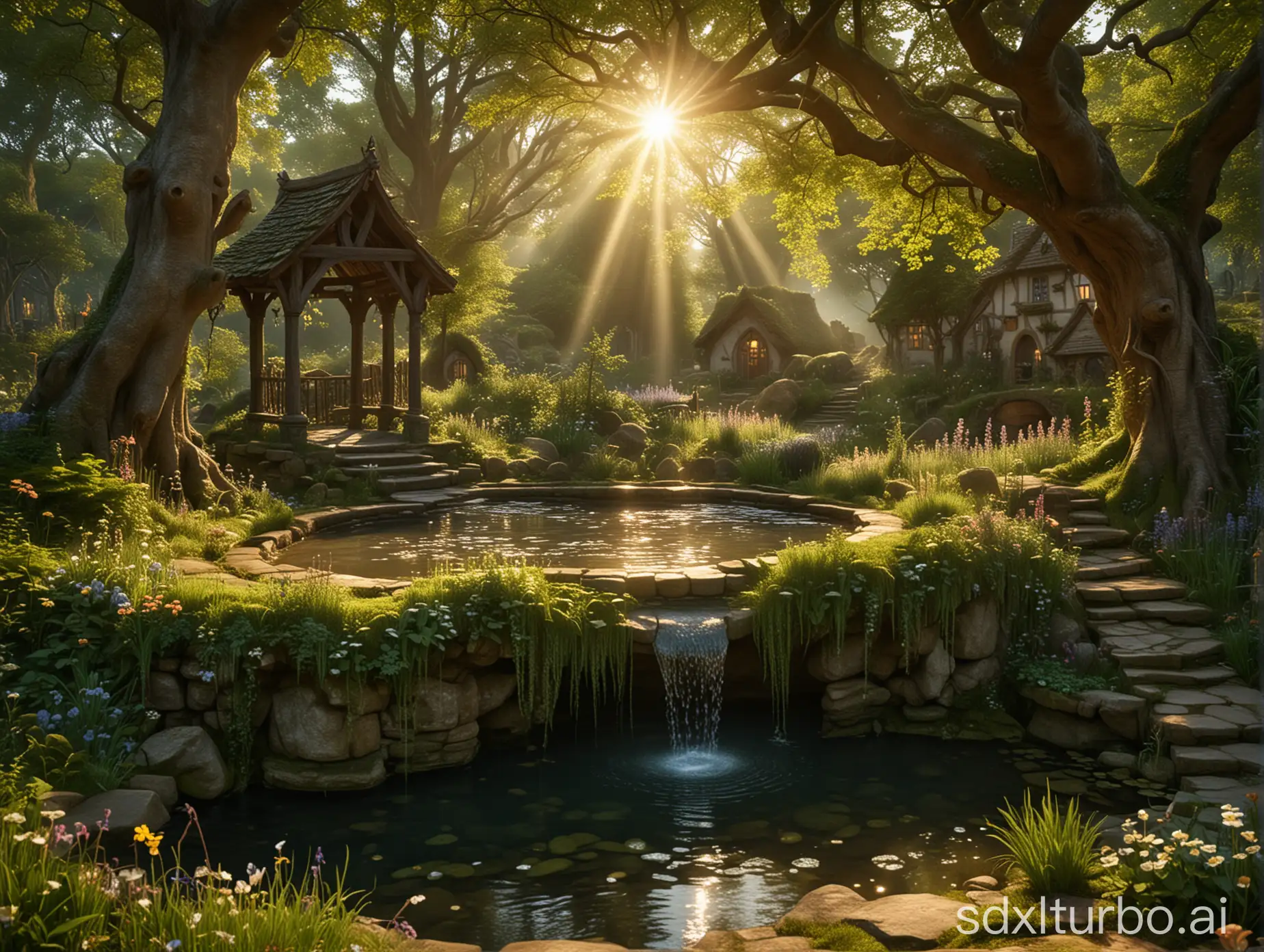 An enchanted well lies at the heart of Ethelain, illuminating the land with its radiant light. Surrounded by rebuilt homes and lush forests through which magical creatures move, Ultra HD