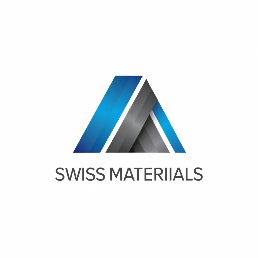 a logo design,with the text "Swiss Materials", main symbol:a pyramid 
2 colors AI choose them as i am selling steel and aluminium and computer peripherals 
i want first half left side to be solid color and second right side to be strips,Moderate,be used in Internet industry,clear background