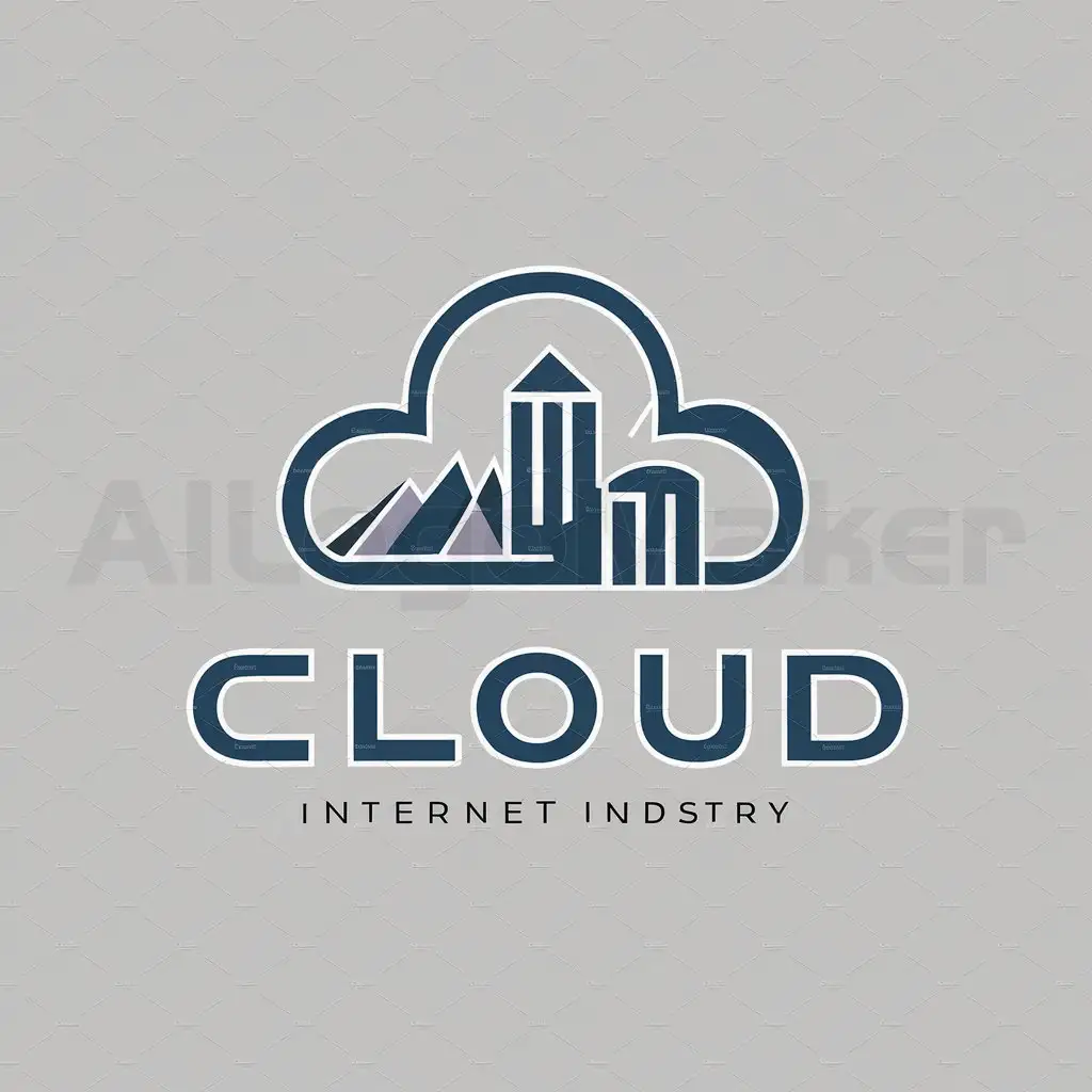 a logo design,with the text "cloud", main symbol:clouds, mountains, buildings,Moderate,be used in Internet industry,clear background