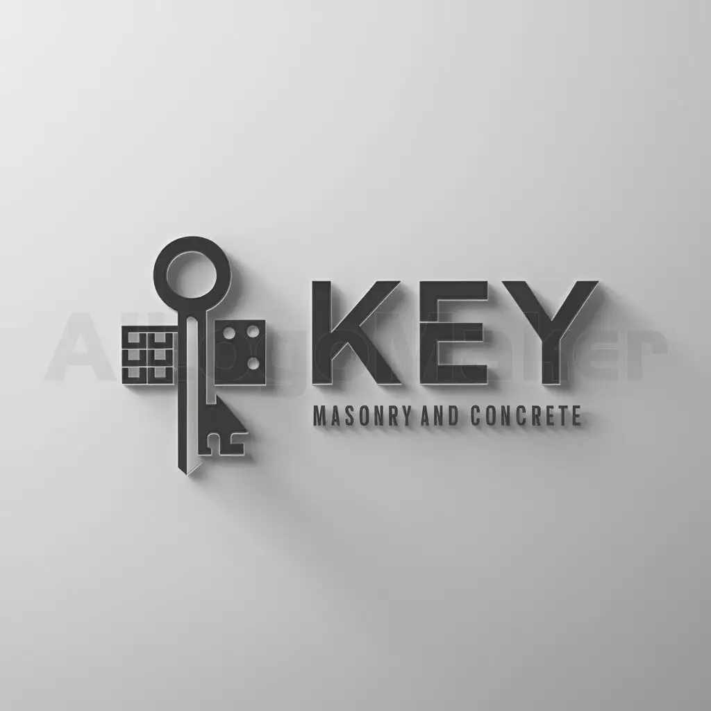 a logo design,with the text "Key Masonry and Concrete", main symbol:Key make Masonry with Concrete,Moderate,be used in 0 industry,clear background