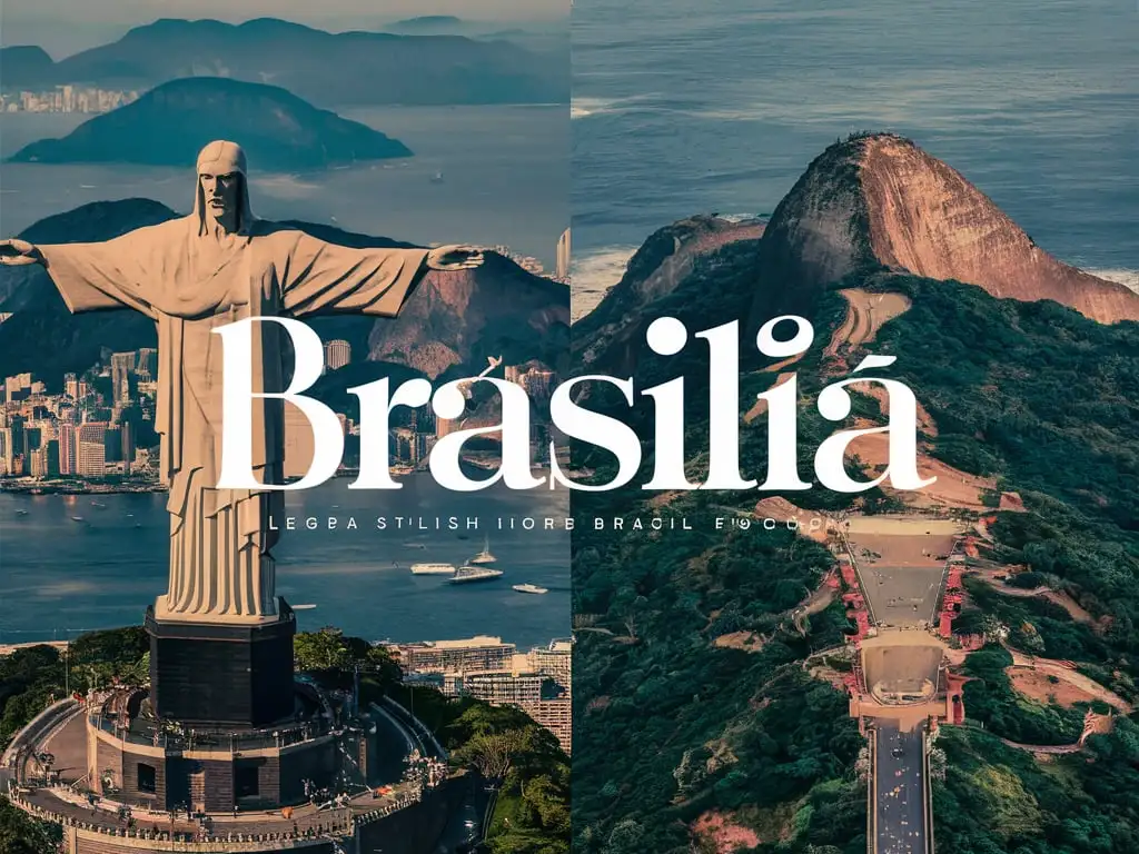 сенерируй страну бразилию с надписью со стильным шрифтом бразилия