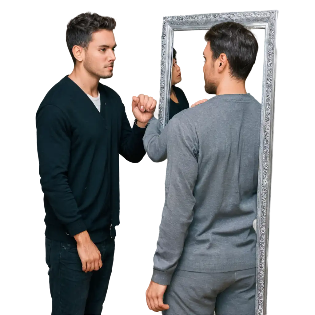 a man looking in a mirror