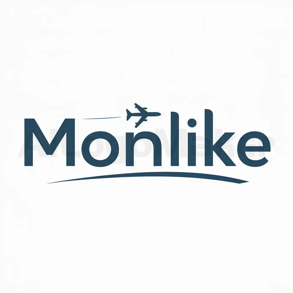 a logo design,with the text "monlike", main symbol:un avion,Moderate,be used in Travel industry,clear background