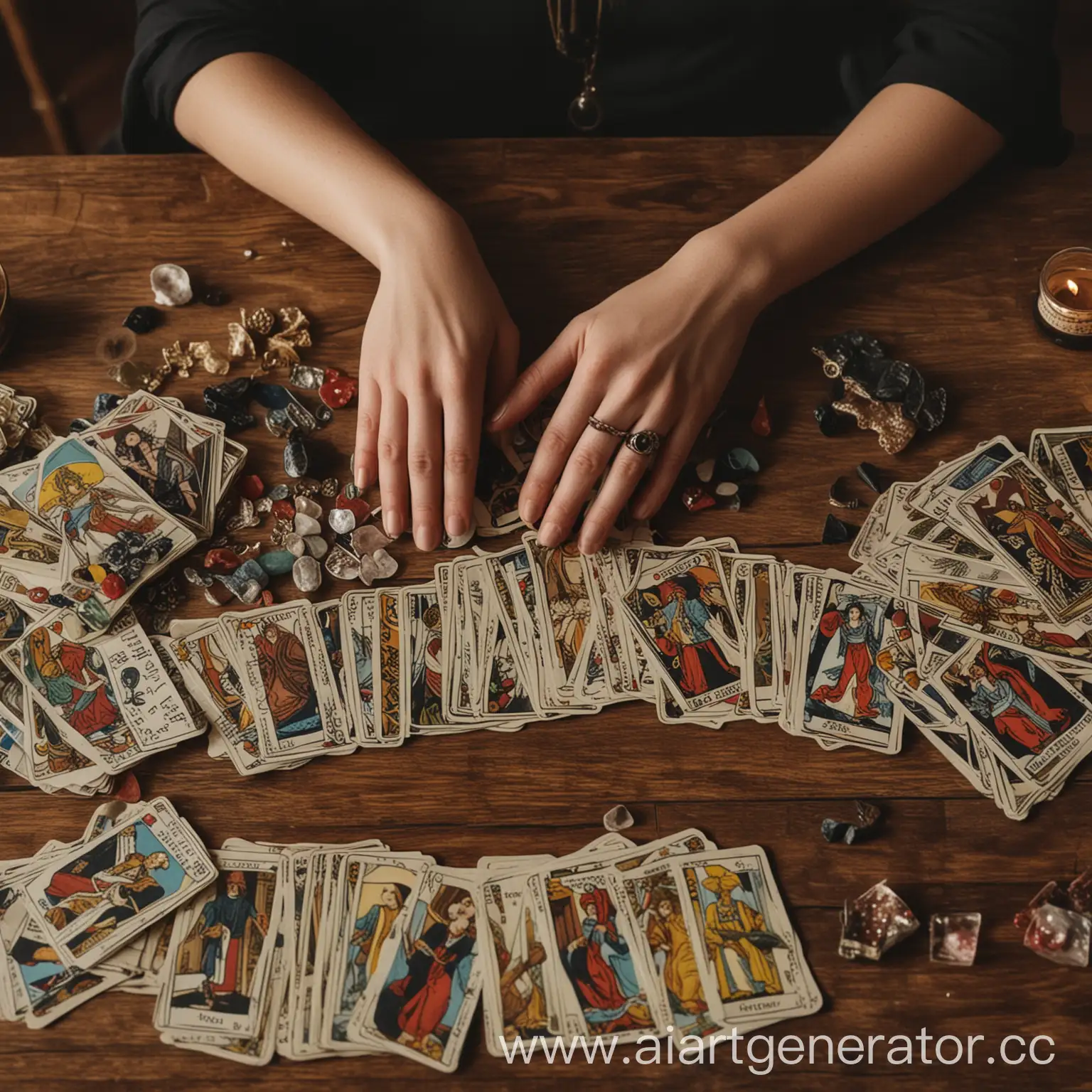 Woman-Practicing-FortuneTelling-with-Tarot-Cards