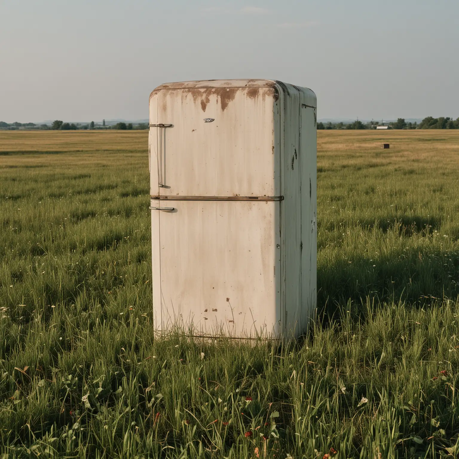 Vintage Refrigerator Abandoned in Remote Field