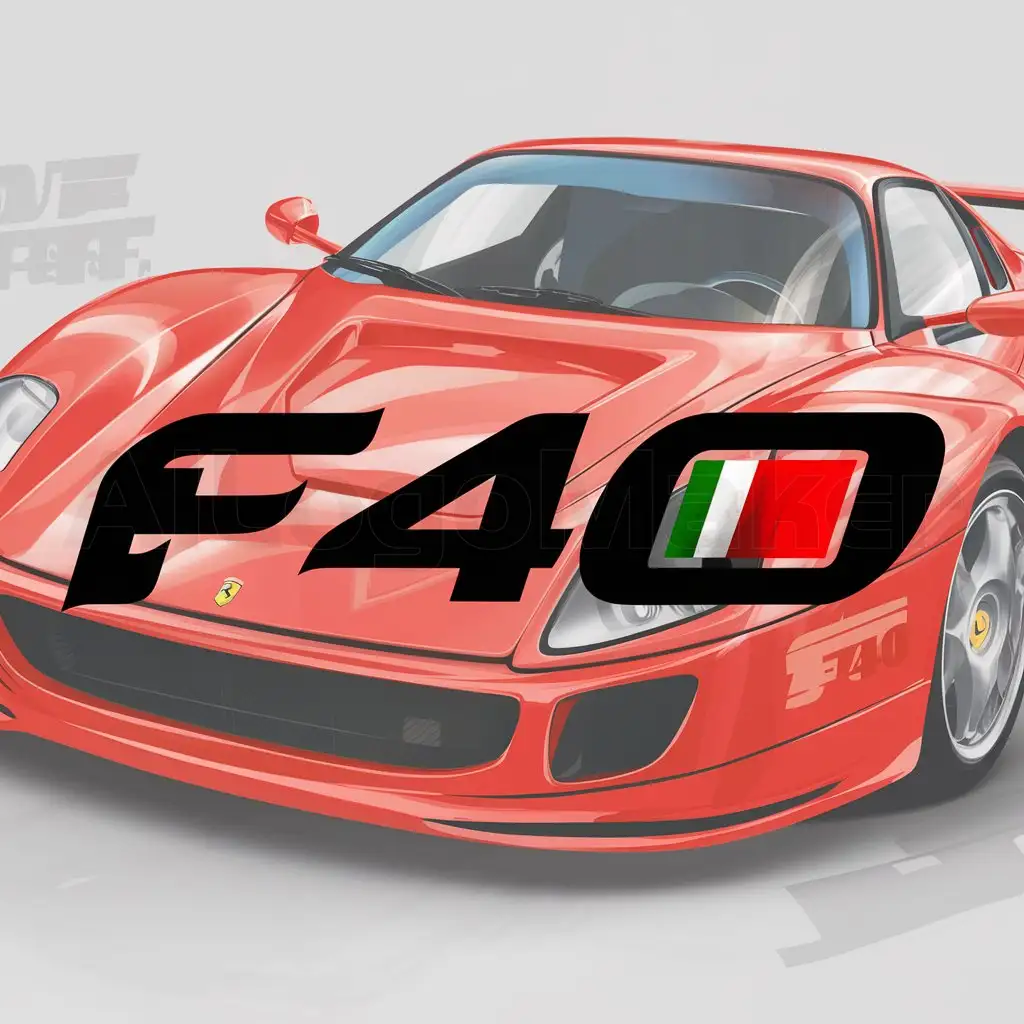 a logo design,with the text "F40", main symbol:italia, red sportscar, collage,Moderate,clear background