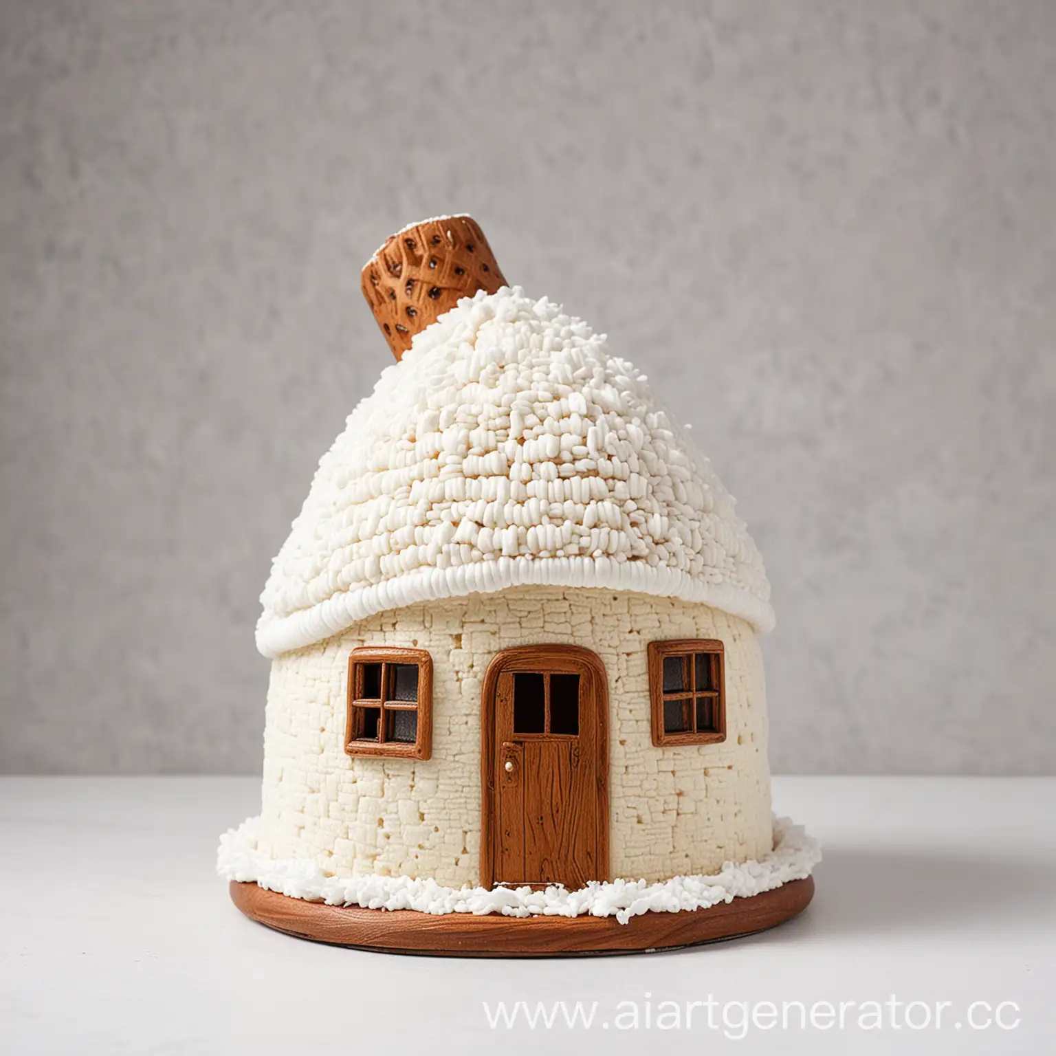 Traditional-Kulich-Cake-Shaped-like-a-House-on-White-Background