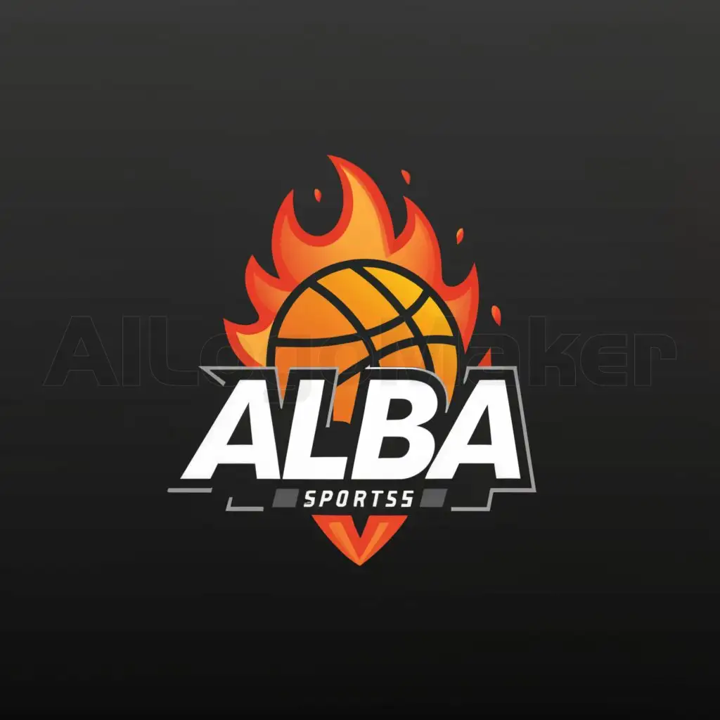 a logo design,with the text "ALBA", main symbol:Flaming basketball,Moderate,be used in Events industry,clear background