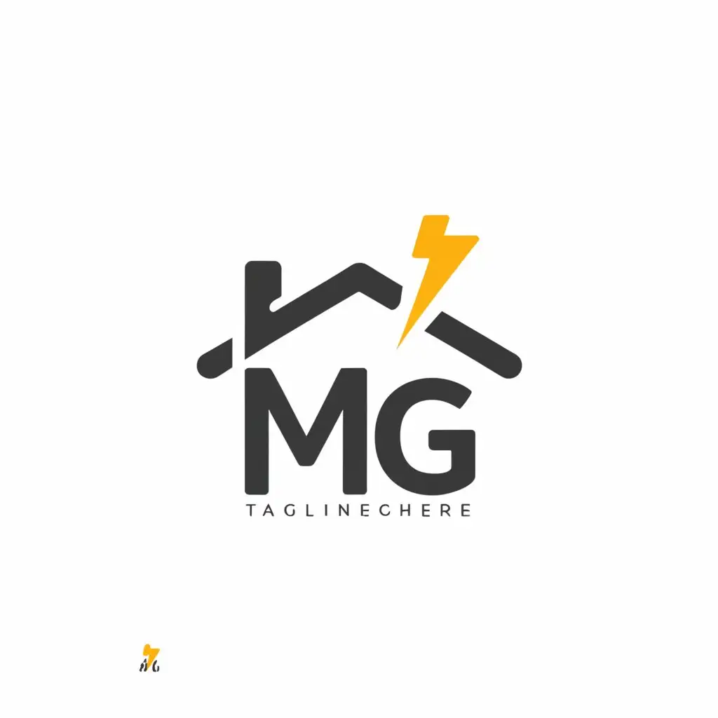 a logo design,with the text "MG", main symbol:House with electricity,Moderate,be used in Construction industry,clear background