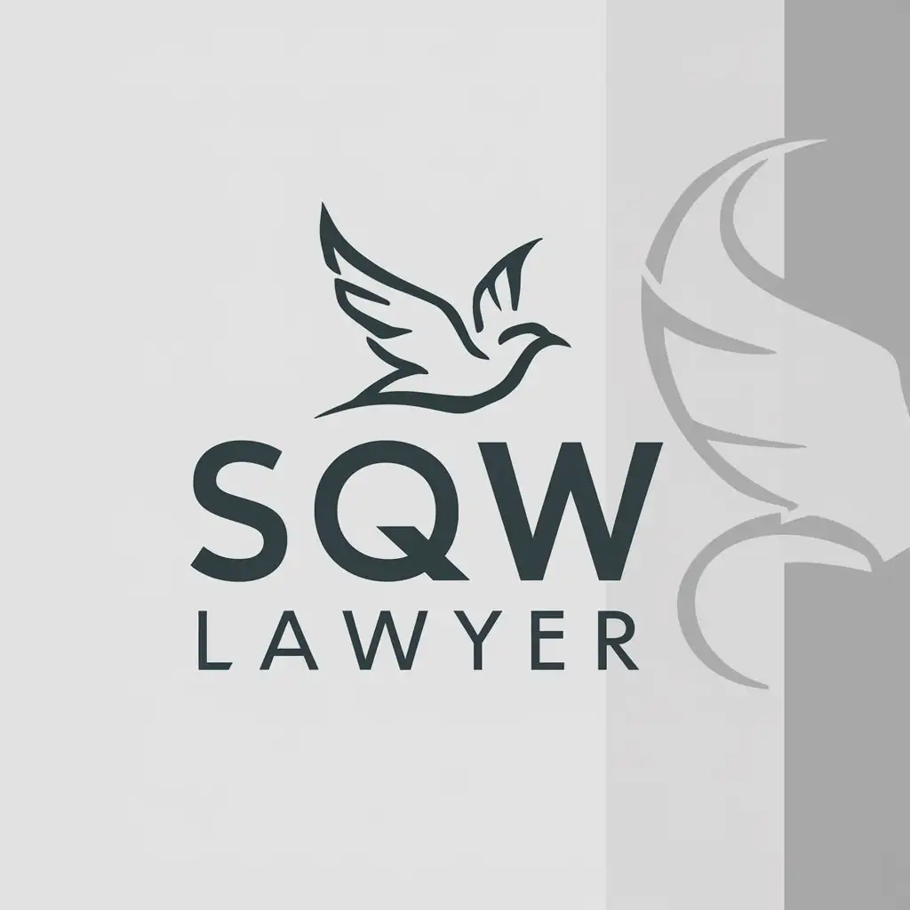a logo design,with the text "SQW Lawyer", main symbol:flying bird,Moderate,be used in Legal industry,clear background